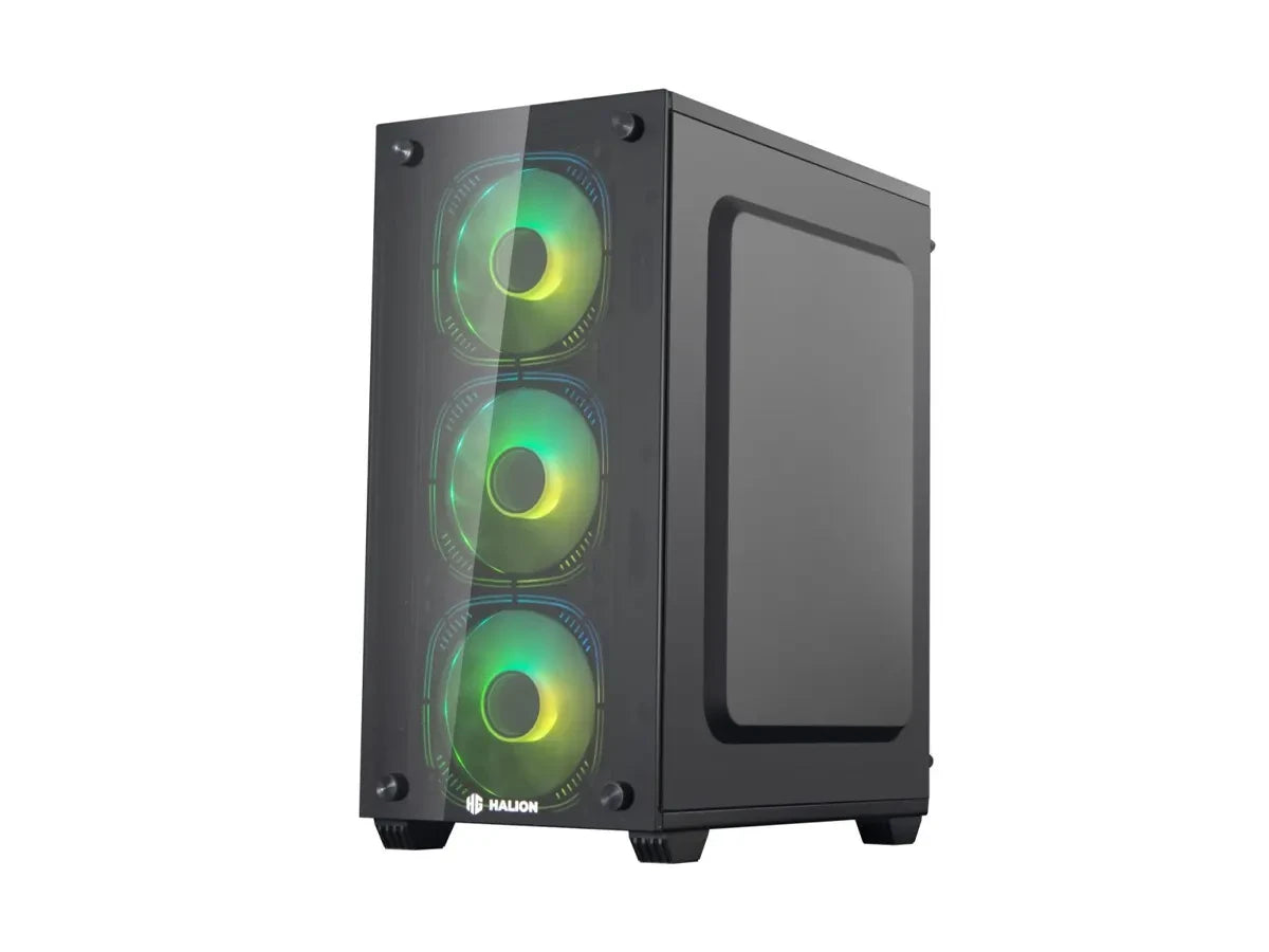 Case Halion Ragnarok Fuente 550w (ragnarok 323) Panel De Vidrio Templado, Malla Frontal, 4 Ventiladores Rgb