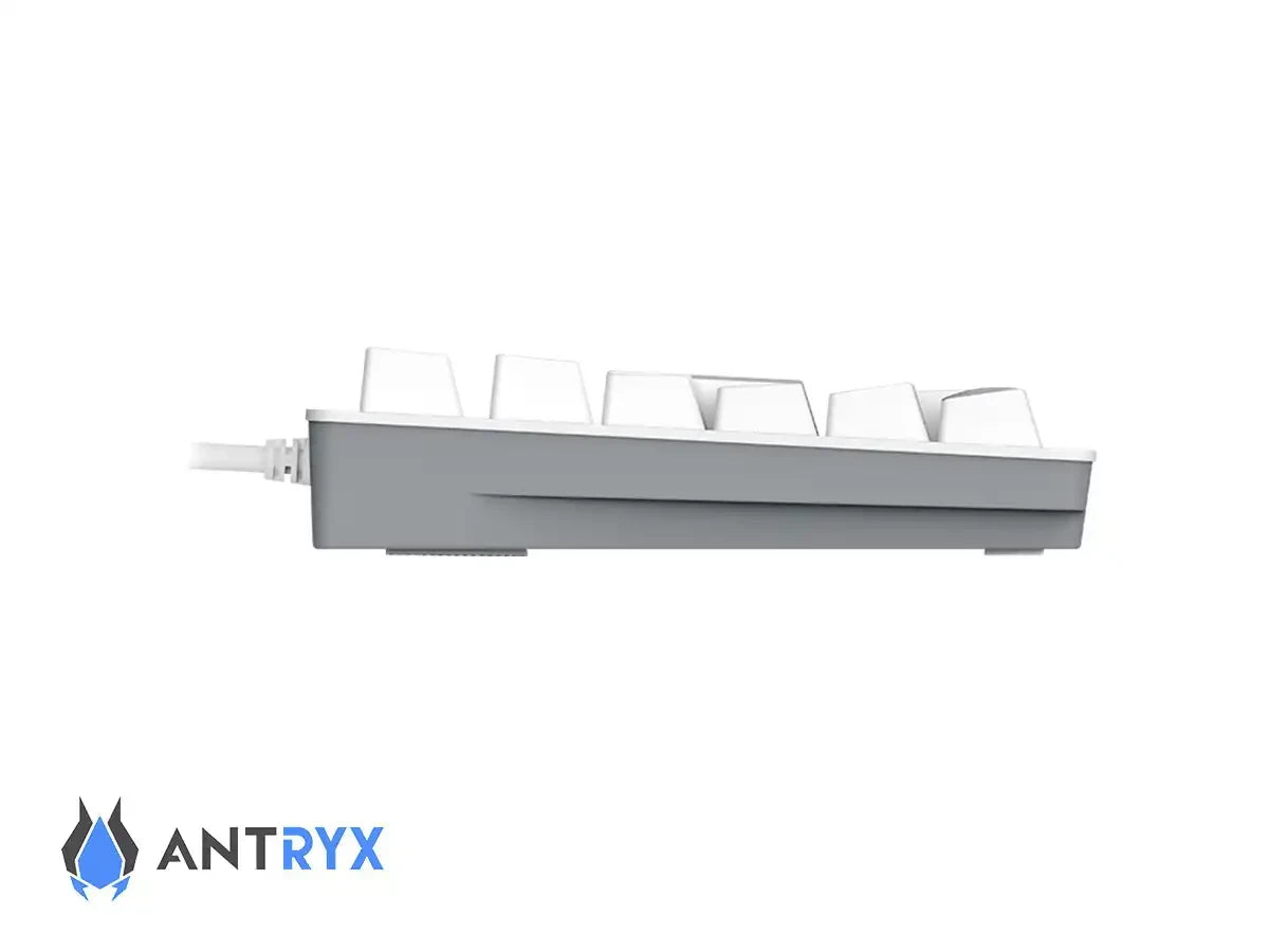 Teclado Gamer Antryx Mk-860l White (amk-cs860lwgbl-sp) Mecanico, Switch Blue, Led Rgb, Blanco Y Gris