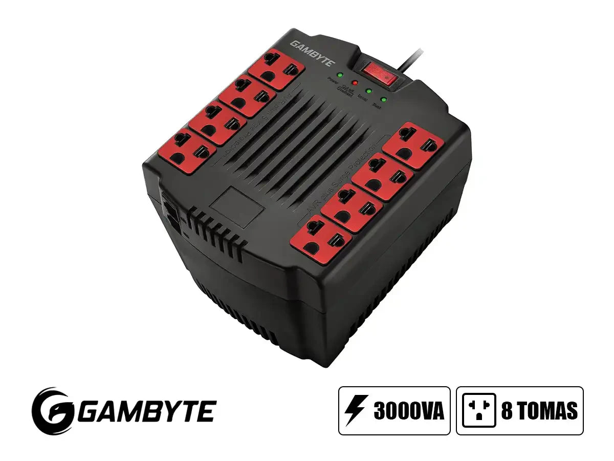 Estabilizador Gambyte 3000va 8 Tomas 2 Conector Rj (ez-gpow30va-id)