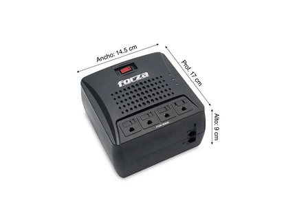 Estabilizador Forza 3000va 4 Tomas, ProtecciÓn Para LÍnea De Datos, Proteccion De Sobretenciones, Luz Led De Estado, Color Negro (fvr-3002)