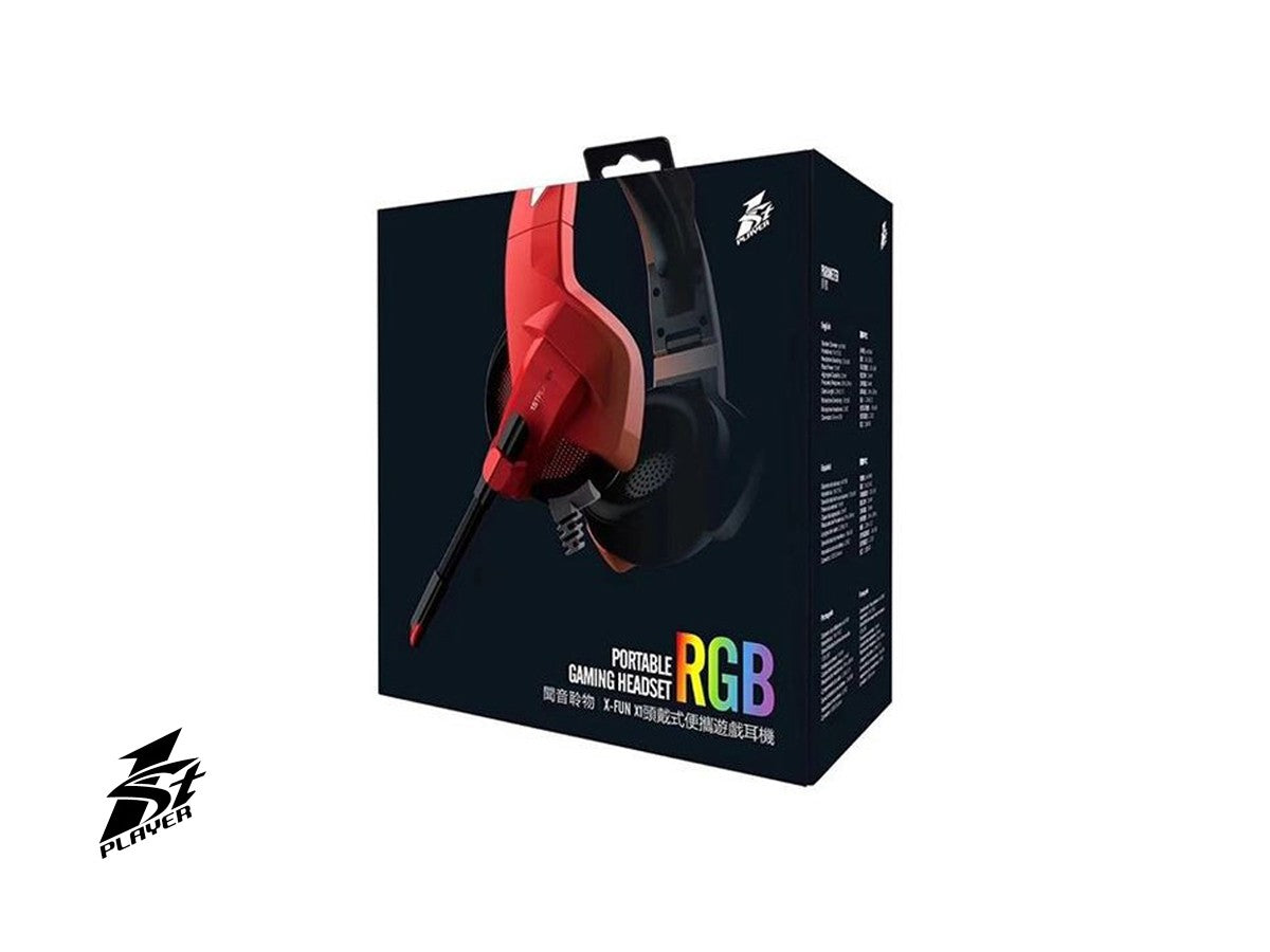 Auricular 1stplayer Portable Gaming (x-fun X1) Con Microfono, Interfaz Usb, Rgb, Color Rojo