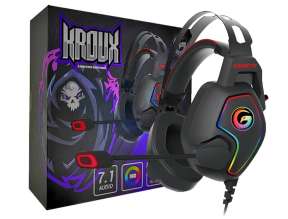 Auricular Gambyte Kroux Gaming 7.1 (gi-kroux-kt) Con Microfono, Interfaz Usb, Rgb, Negro
