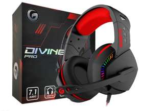 Auricular Gambyte Divine Pro Gaming 7.1 (gi-divine-kt) Con Microfono, Interfaz Usb, Led Rgb, Negro C/ Rojo