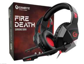 Auricular Gambyte Fire Death Gaming 7.1 (bmbh414ar) Con Microfono, Interfaz Usb, Jack 3.5 Mm, Led Rojo, Negro C/ Rojo