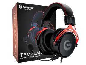Auricular Gambyte Templar 7.1 Gaming (bmbh43ar) Con Microfono, Interfaz Jack 3.5 Mm, Negro C/ Rojo