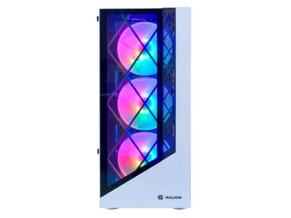 Imagen Referencial * Case Halion Dragon Fuente 500w (w-cf 500 Dragon Cr15) Panel De Vidrio, 4 Ventiladores, Led Rgb, Blanco