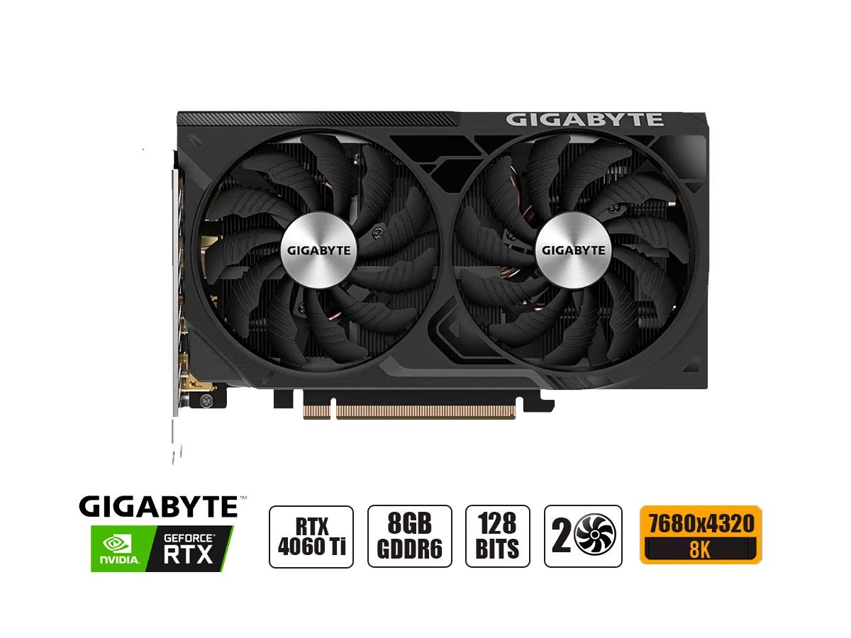 Tarjeta De Video Gigabyte Geforce Rtx 4060 Ti Windforce Oc V2 8gb Gddr6 (gv-n406twf2ocv2-8gd) Nvidia 128 Bits, 2 Ventiladores