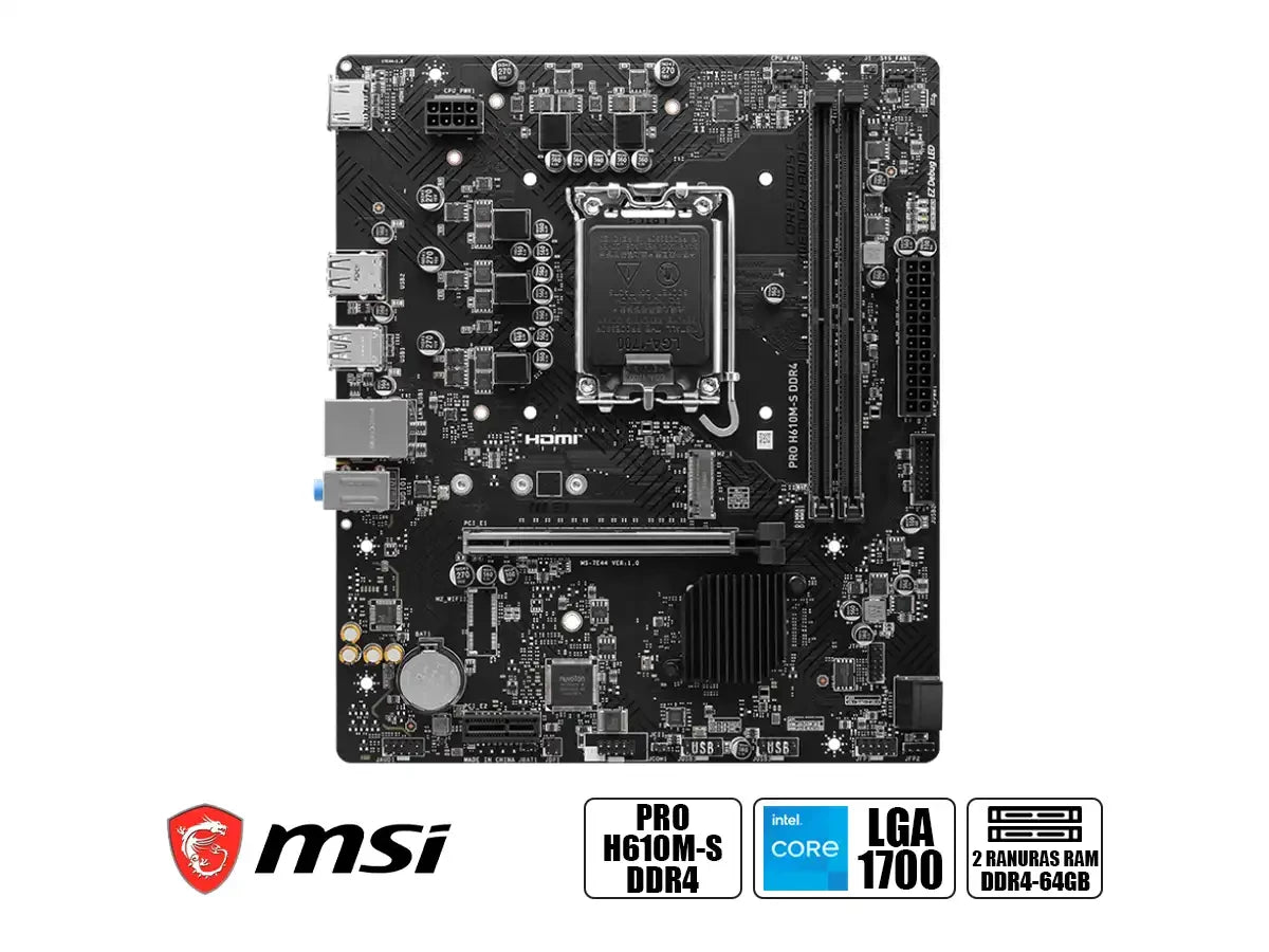 Placa Madre Msi H610m-s Pro (pro H610m-s Ddr4) Socket Lga 1700, Ram Ddr4 Buss 3200mhz, 14va, 13va, 12va Gen.