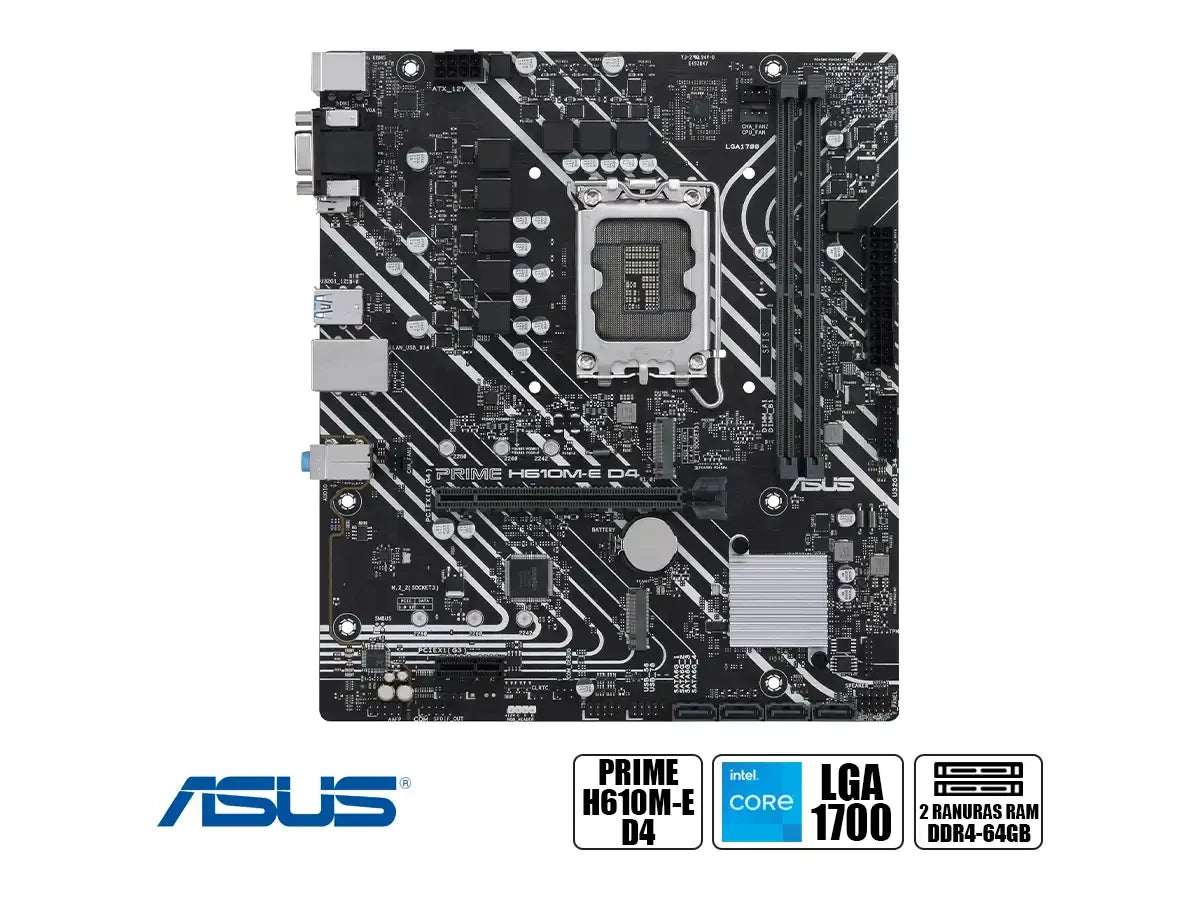 Placa Madre Asus H610m-e D4-csm Prime D4 (90mb19n0-m0eay0) Socket Lga 1700, Ram Ddr4 Buss 3200 Mhz, 13va, 12va Gen