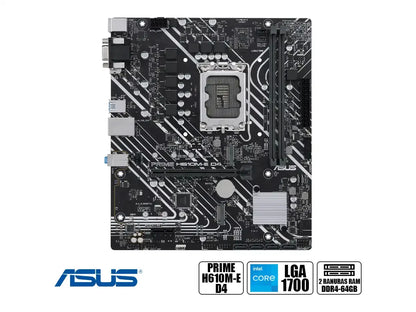 Placa Madre Asus H610m-e D4-csm Prime D4 (90mb19n0-m0eay0) Socket Lga 1700, Ram Ddr4 Buss 3200 Mhz, 13va, 12va Gen