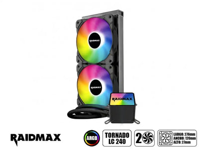 Sistema De Enfriamiento Liquido Raidmax Tornado Lc 240 (tornado Lc240) 2 Ventiladores, 240mm, Led Argb