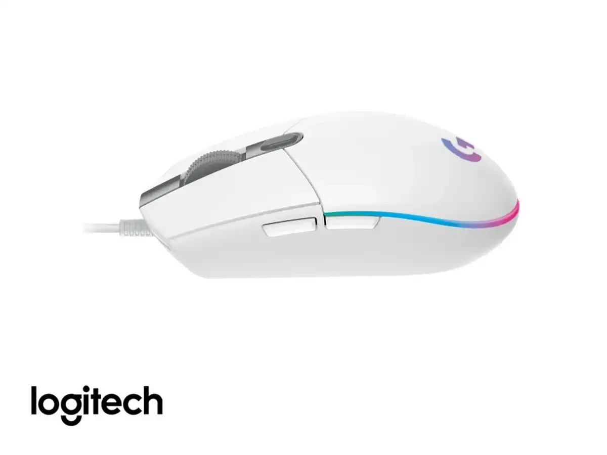 Mouse Logitech G203 Lightsync Gaming (910-005791) Hasta 8000 Dpi, 6 Botones Programables, Rgb, Blanco