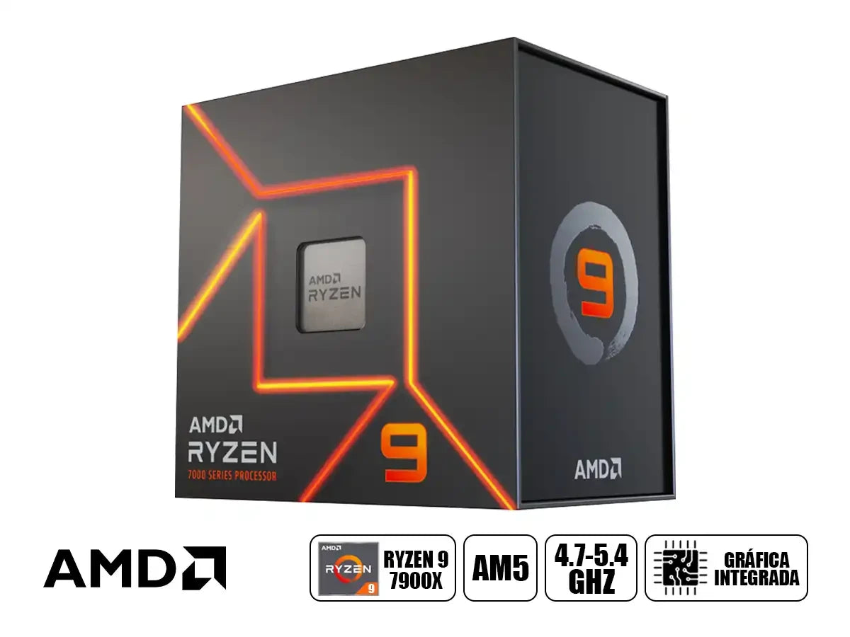 Procesador Amd Ryzen 9 7900x 4.7ghz Hasta 5.6 Ghz, 64mb (100-100000589wof) Am5, 12 Nucleos, C/ Grafica Radeon