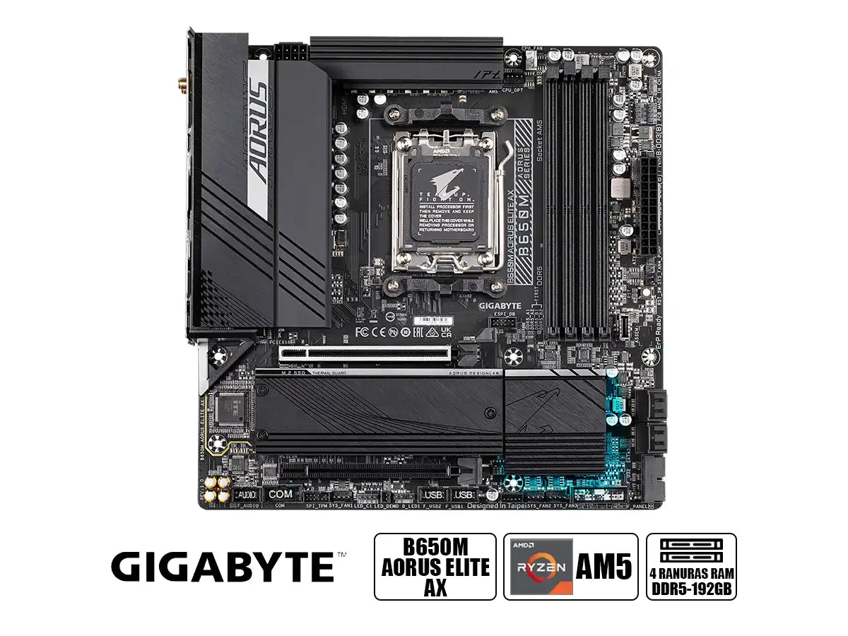 Placa Madre Gigabyte B650m Aorus Elite Ax (b650m Aorus Elite Ax) Socket Am5, Ram Ddr5 Buss 8000oc Mhz, Wifi 6e