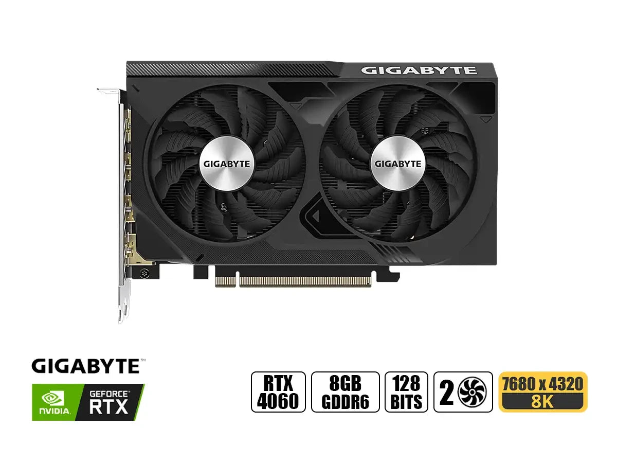 Tarjeta De Video Gigabyte Geforce Rtx 4060 8gb, Windforce 8gb Gddr6 (gv-n4060wf2-8gd G1) Nvidia 128 Bits, 2 Ventiladores