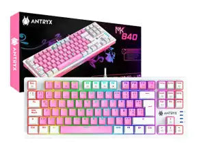 Teclado Gamer Antryx Chrome Storm Mk840 Pink (amk-cs840pbl-sp) Mecanico, Switch Blue, Rosado