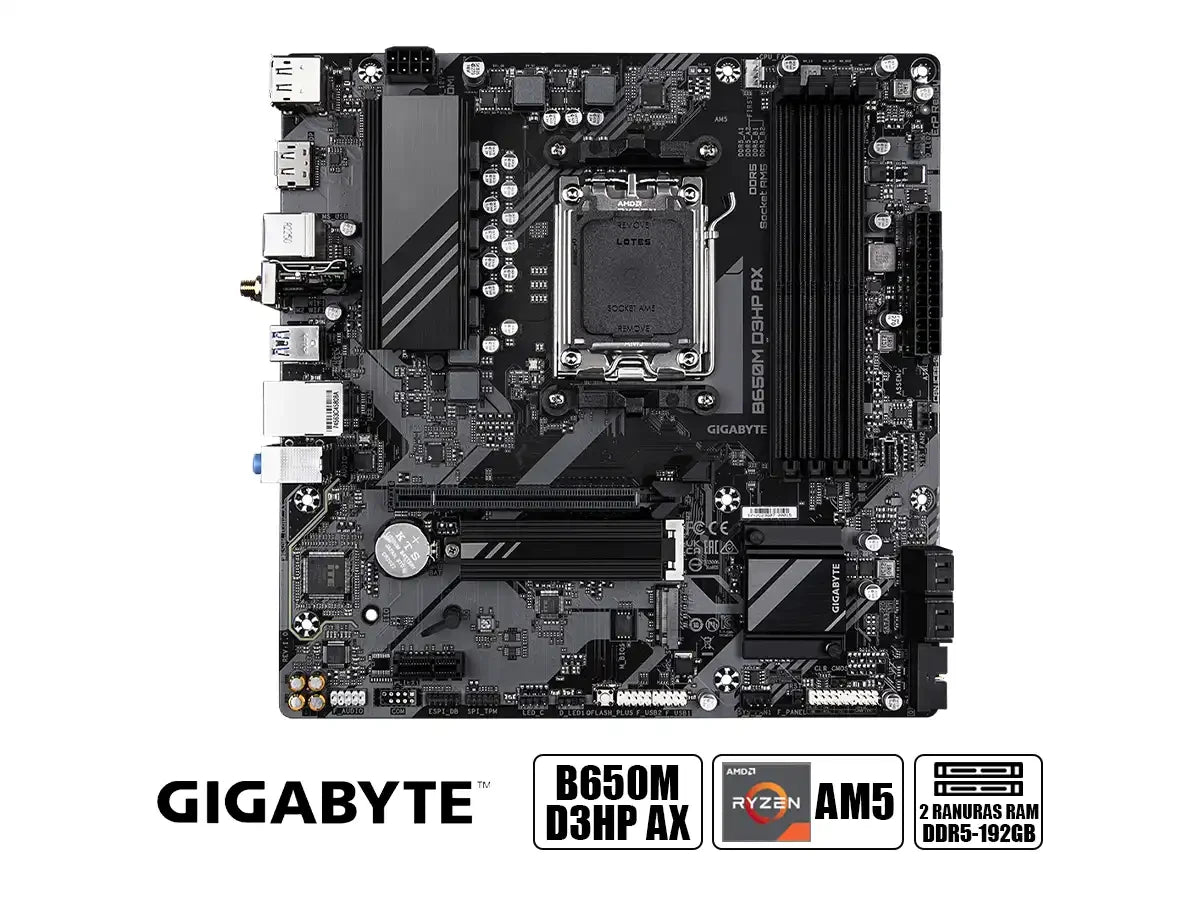 Placa Madre Gigabyte B650m D3hp-ax (b650m D3hp-ax) Socket Am5, Ram Ddr5 7600oc Mhz, Wifi 6e