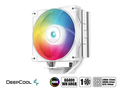 Cooler Para Procesador Deepcool Ag400 Wh Argb (r-ag400-whanmc-g-2) 1 Ventilador, 120mm, Led Argb