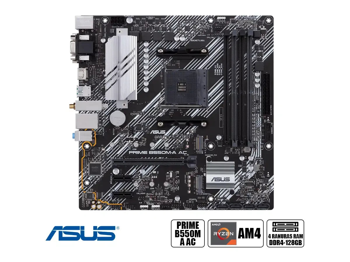 Placa Madre Asus B550m-a Prime Ac (90mb15k0-m0eay0) Socket Am4, Ram Ddr4 Buss 4866oc Mhz, Wifi