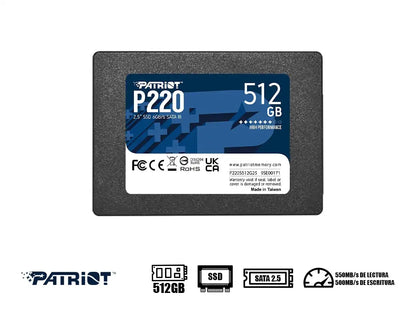 Unidad De Almacenamiento Ssd Sata 2.5 Patriot 512gb P220 (p220s512g25) 550mb/s