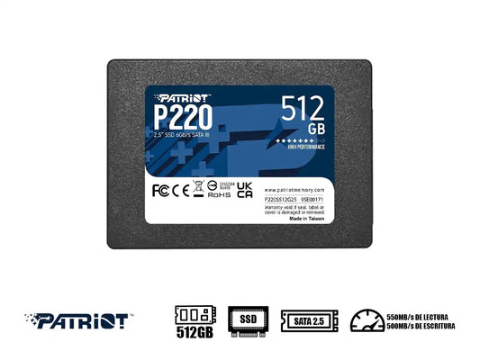 Unidad De Almacenamiento Ssd Sata 2.5 Patriot 512gb P220 (p220s512g25) 550mb/s