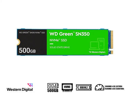 SSD M.2 PCIE  Imagen Referencial * Unidad De Almacenamiento Ssd M.2 Pcie Western Digital 500gb Nvme Sn350, 2280 (wds500g2g0c) 2400mb/s