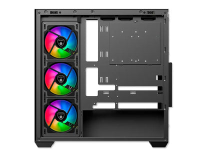 Case Antryx Fx-750 Black Gaming S/fuente (ac-fx750k) Paneles De Vidrio, 4 Ventiladores, Led Argb, Negro