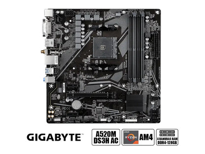 Placa Madre Gigabyte A520m Ds3h Ac Wifi (a520m Ds3h Ac) Socket Am4, Ram Ddr4 Buss 4733oc Mhz
