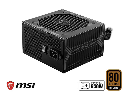 Fuente De Poder Msi 650w Mag (mag-a650bn) Atx, 80 Plus Bronze, No Modular, Negro