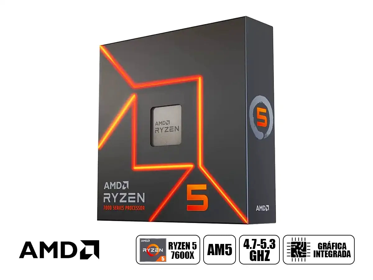 Procesador Amd Ryzen 5 7600x 4.7ghz Hasta 5.3ghz 32mb (100 -100000593wof) Am5, 6 Nucleos, S/cooler