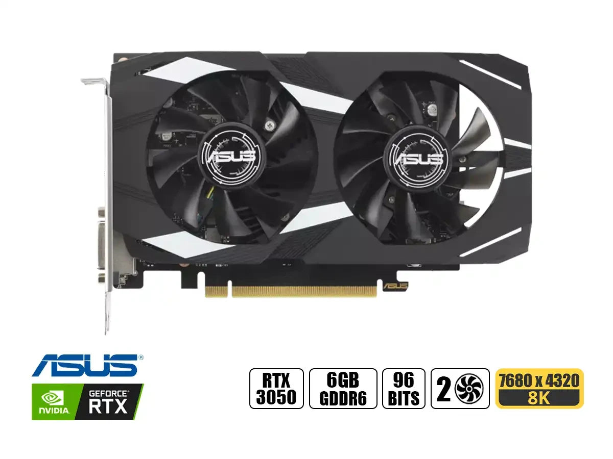 Tarjeta De Video Asus Geforce Rtx 3050 Dual Oc 6gb Gddr6 (90yv0k60-m0aa00) Geforce Nvidia 96 Bits, 2 Ventiladores