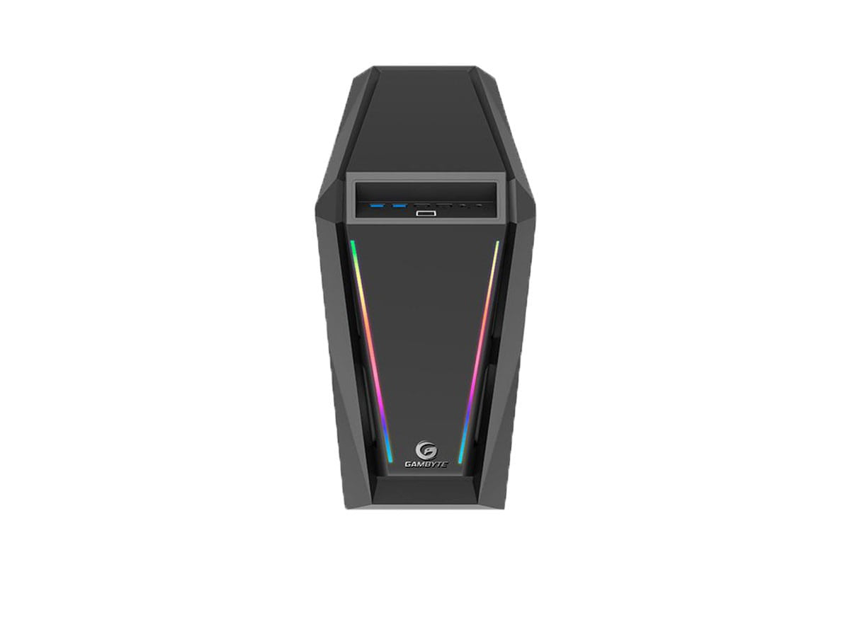 Case Gambyte Ryven Fuente 600w (gta80818a600w) Panel De Vidrio, 1 Ventilador, Led Argb, Negro