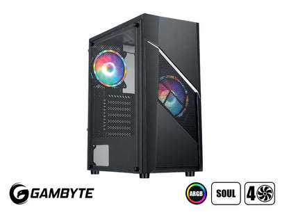 Case Gambyte Soul S/fuente (cs-sou4rbwkg-lg) Panel De Vidrio, 4 Ventiladores, Led Rgb, Negro