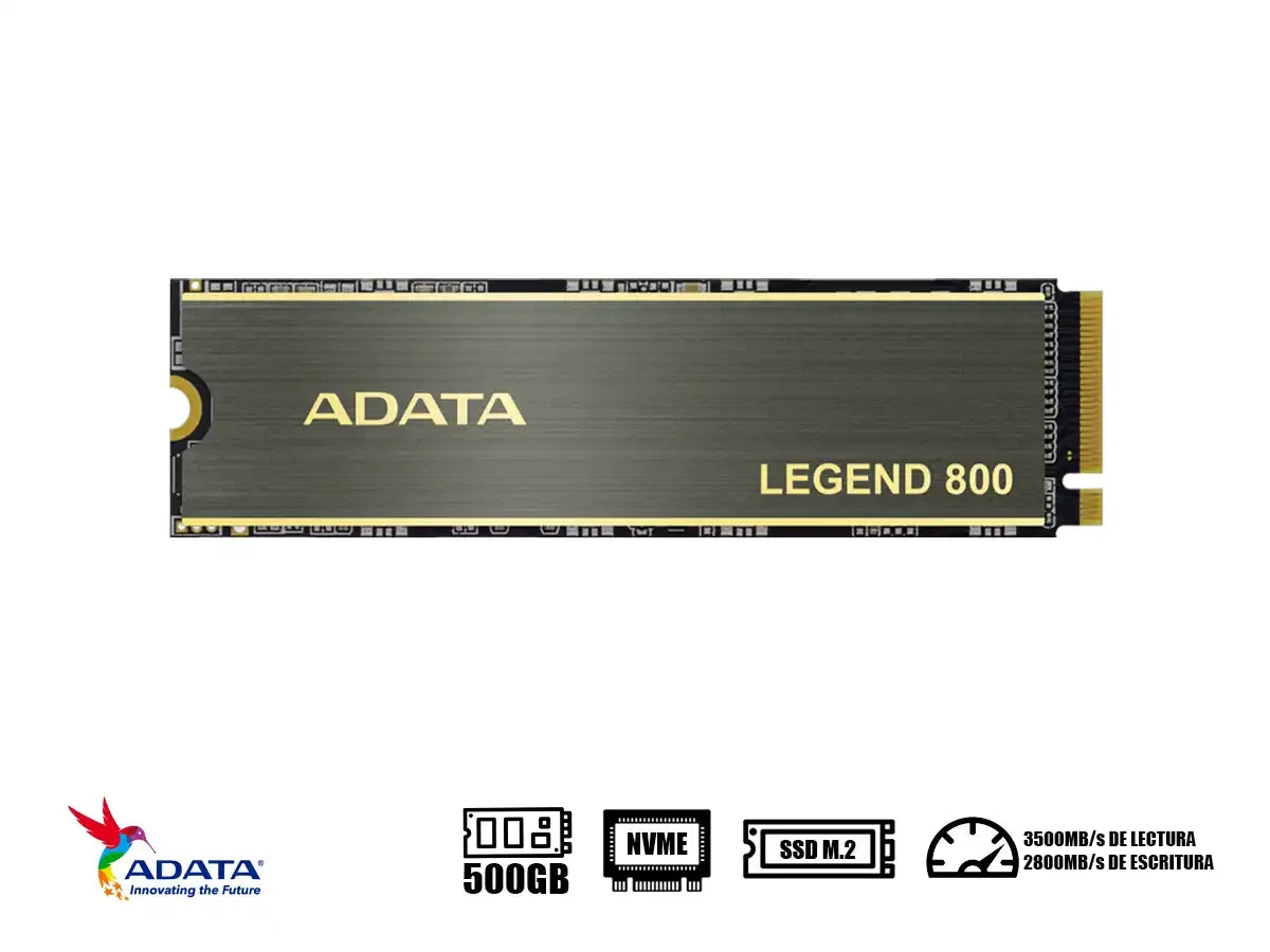 Unidad De Almacenamiento Ssd M.2 Pcie Adata 500gb Nvme Legend 800, 2280 (aleg-800-500gcs) 3500mb/s