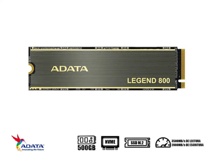 Unidad De Almacenamiento Ssd M.2 Pcie Adata 500gb Nvme Legend 800, 2280 (aleg-800-500gcs) 3500mb/s