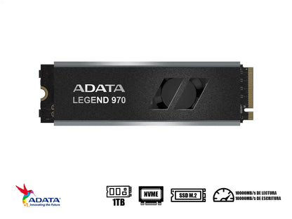 Unidad De Almacenamiento Ssd M.2 Pcie Adata 1tb Nvme Legend 970, Pcie Gen5 X4, 2280 (sleg-970p-1tci) Lectura 13 000 Mbs