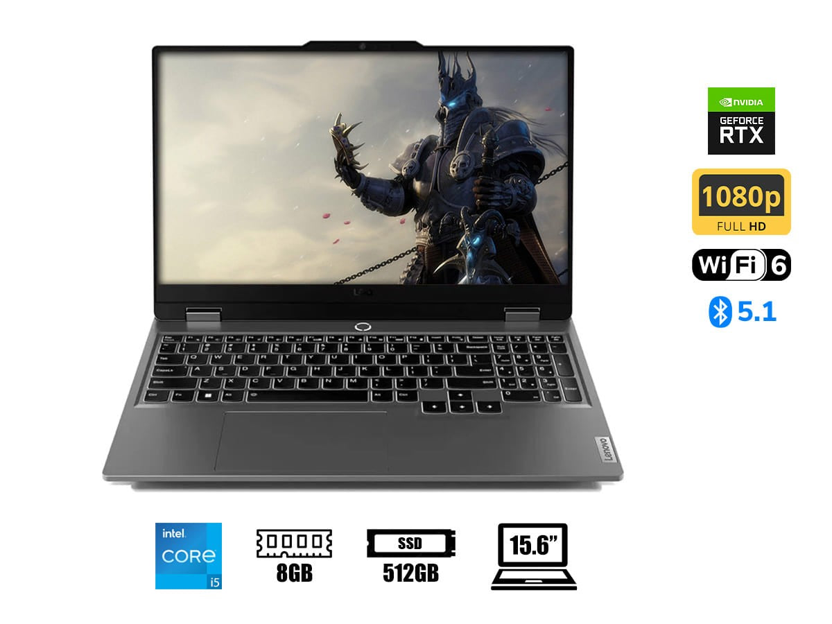 Laptop Lenovo Core I5-12450hx Loq 15iax9 Gaming (83gs006wlm) 15.6" Fhd 144hz, Ram 8gb, Ssd 512gb, Nvidia Rtx 3050 6gb Nvidia, S/s, 12 Gen.