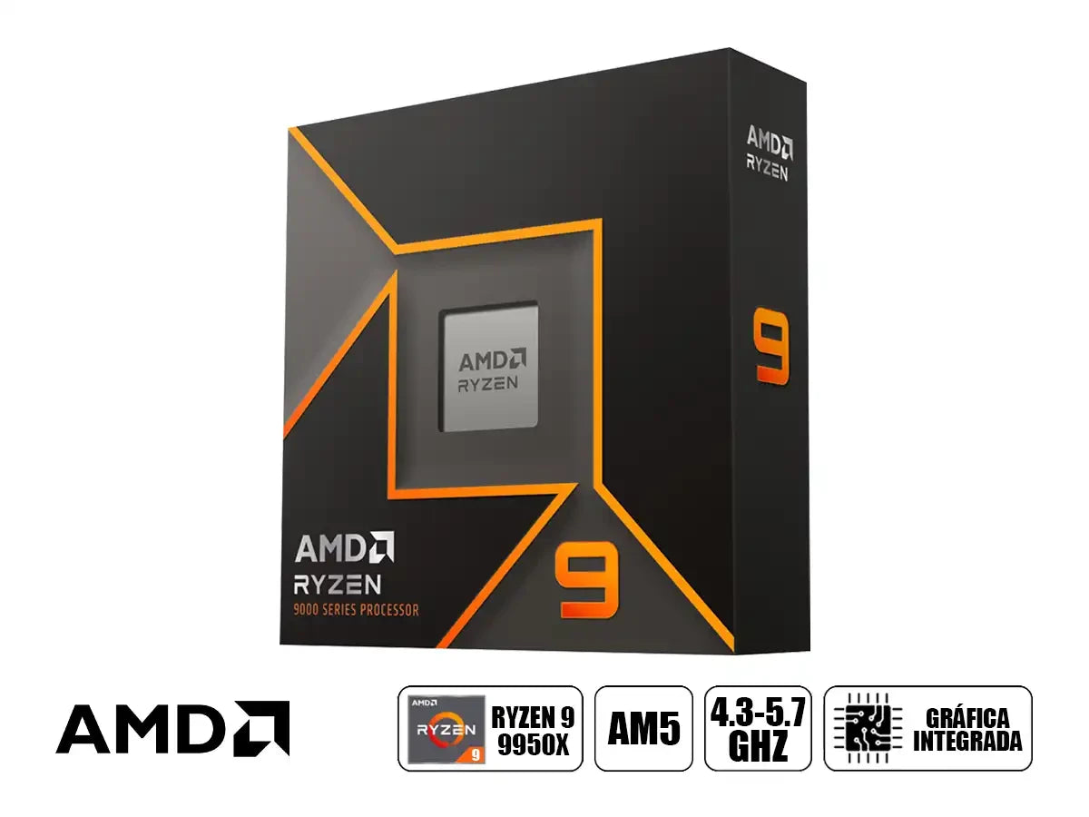 Procesador Amd Ryzen 9 9950x 4.3ghz Hasta 5.7ghz, 81mb (100-100001277wof) Am5, 16 Nucleos, Radeon Graphics