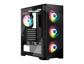Case Halion Aries 06 Fuente 600w (c-ha-aries-06b) Panel De Vidrio, 4 Ventiladores, Led Rgb, Negro