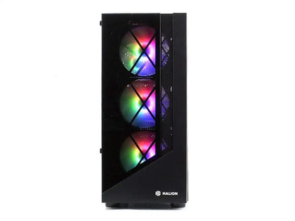 Case Halion Dragon Fuente 500w (cf 500 Dragon Cr15) Panel De Vidrio, 4 Ventiladores, Led Rgb, Negro