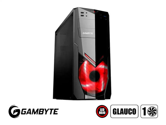 Case Gambyte Glauco S/fuente (gi-glauco) Panel De AcrÍlico, 1 Ventilador, Led Rojo, Negro