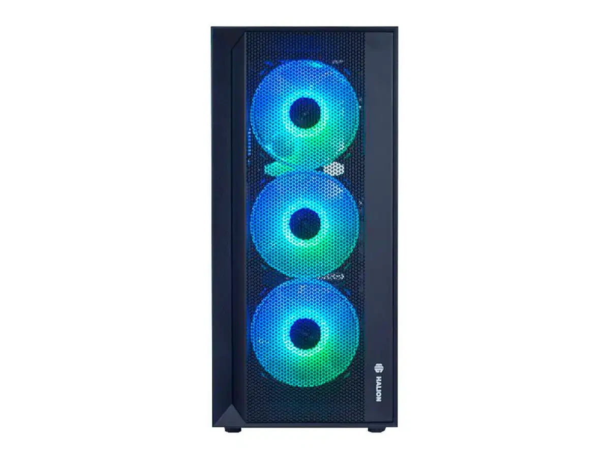 Case Halion Tornado 04 Fuente 600w (c-ha-tornado-04-n) Panel De Vidrio, 4 Ventiladores, Led Argb, Negro