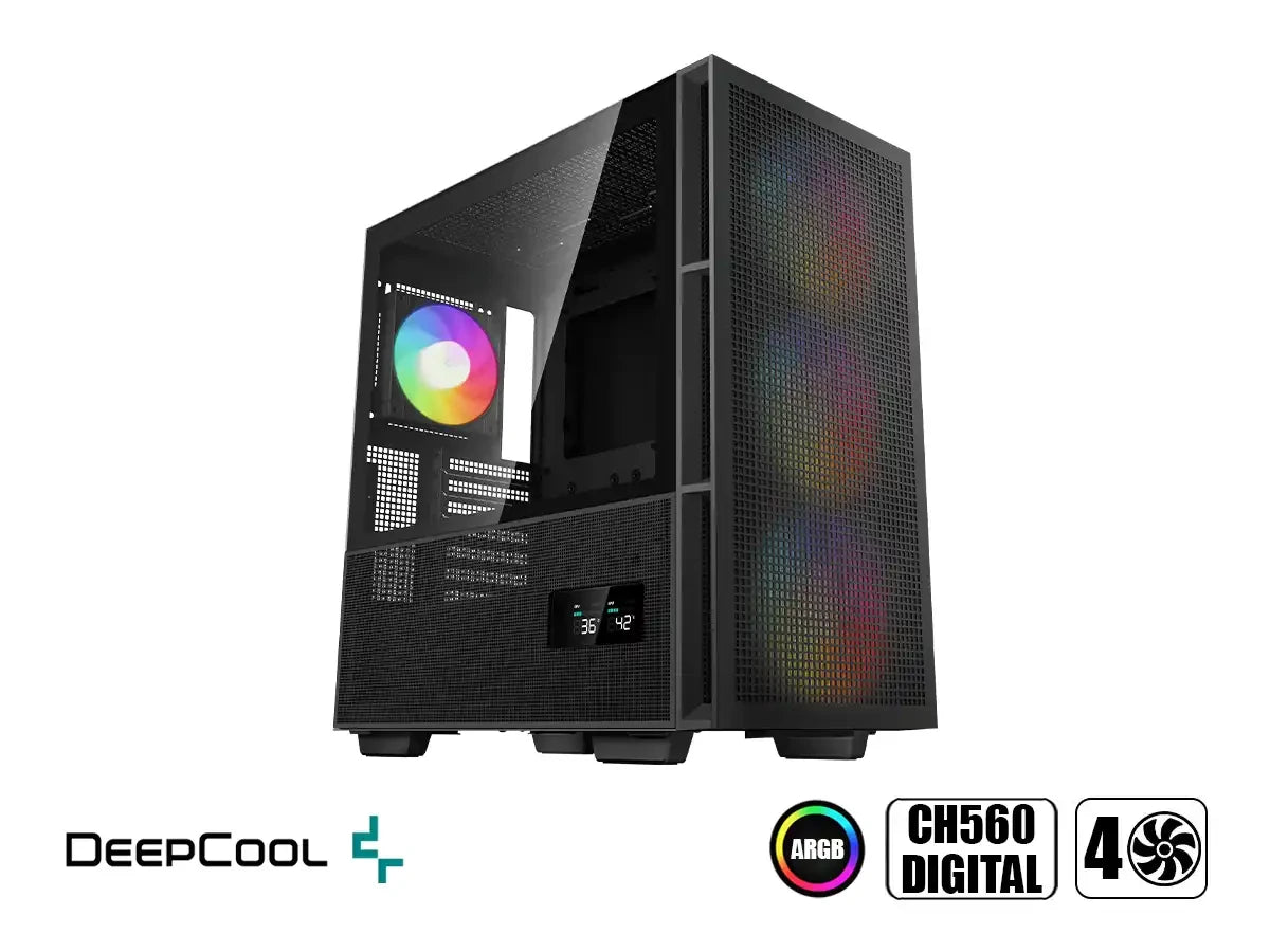 Case Deepcool Ch560 Digital S/fuente (r-ch560-bkape4d-g-1) Panel De Vidrio, 4 Ventiladores, Led Argb, Negro
