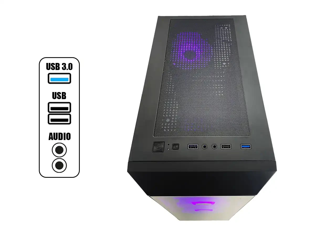 Case Halion Tornado 06 Fuente 600w (c-ha-tornado-e06) Paneles De Vidrio, 4 Ventiladores, Led Argb, Negro