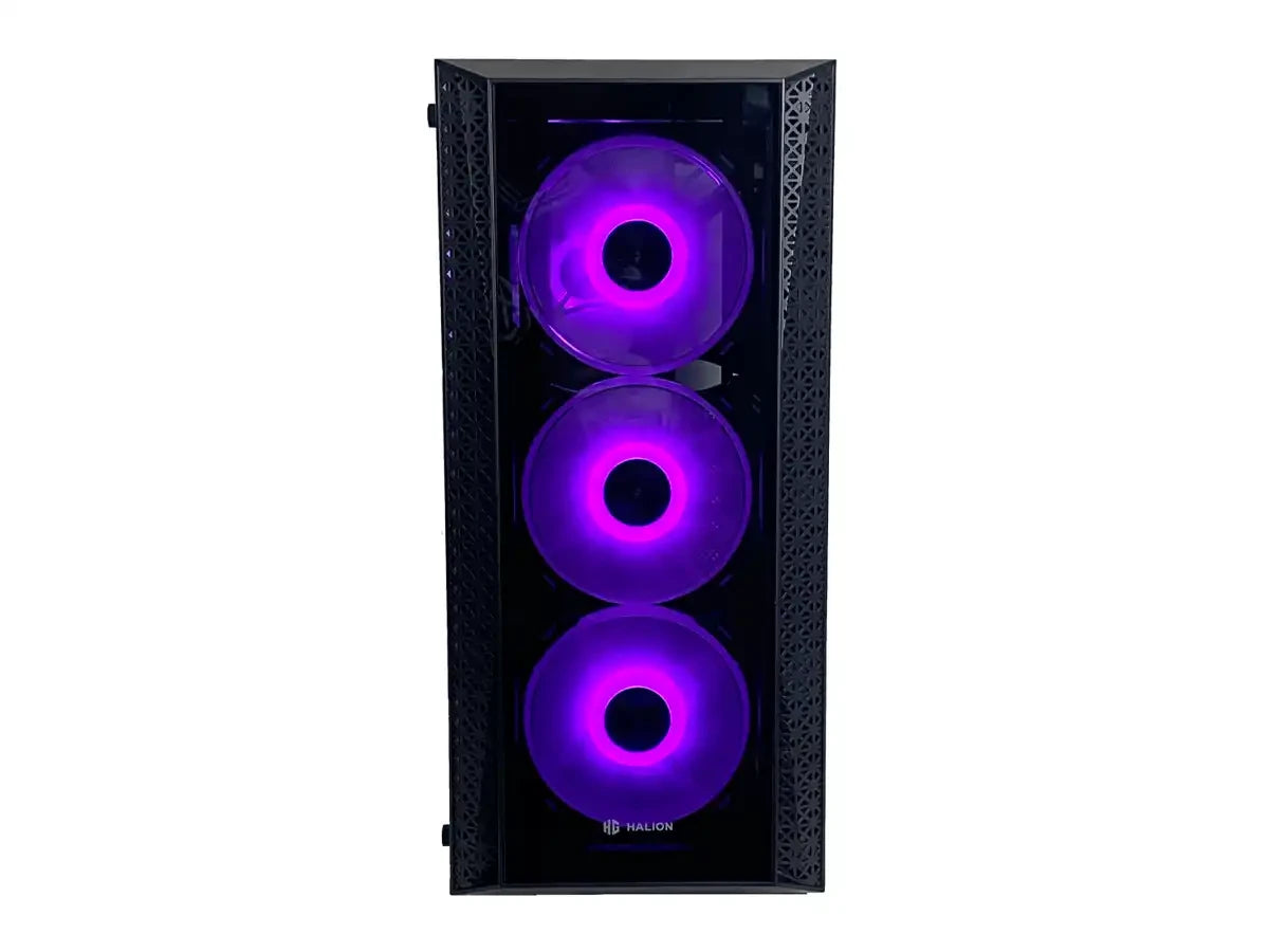 Case Halion Tornado 06 Fuente 600w (c-ha-tornado-e06) Paneles De Vidrio, 4 Ventiladores, Led Argb, Negro