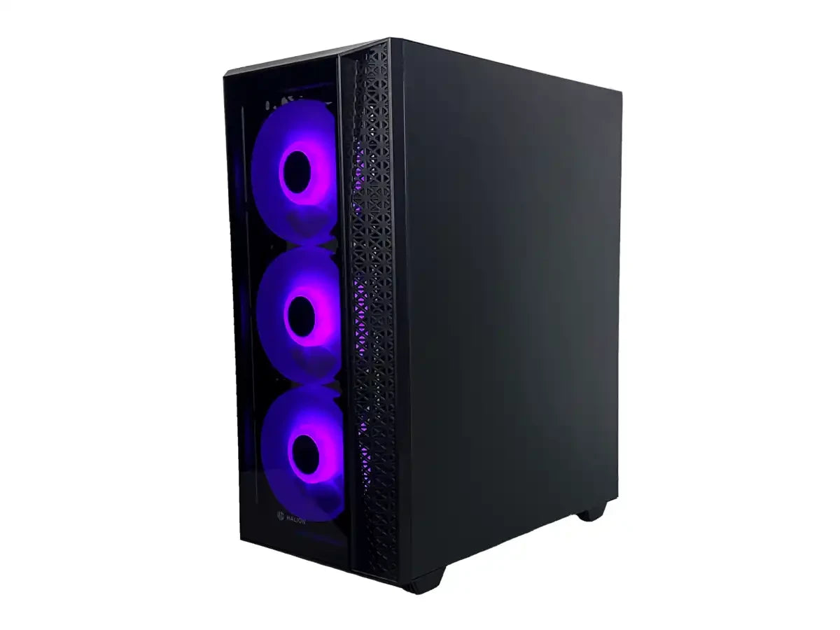 Case Halion Tornado 06 Fuente 600w (c-ha-tornado-e06) Paneles De Vidrio, 4 Ventiladores, Led Argb, Negro