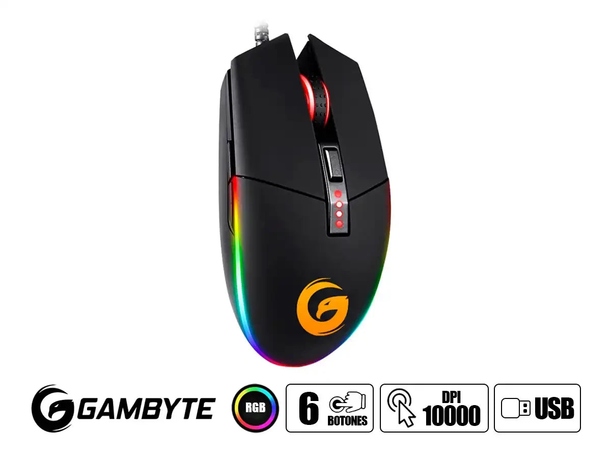 Mouse Gambyte Scar G Gaming (gi-scarg) Hasta 10.000 Dpi, 6 Botones Programables, Rgb, Negro