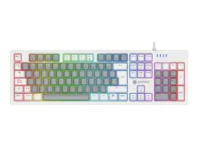 Teclado Gamer Antryx Mk-860l White (amk-cs860lwgbl-sp) Mecanico, Switch Blue, Led Rgb, Blanco Y Gris