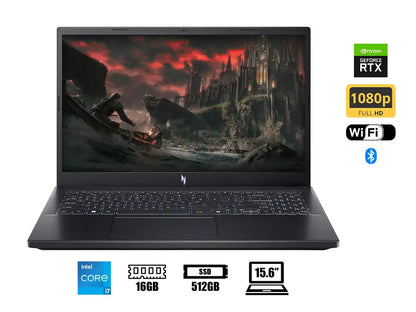 Laptop Acer Core I7-13620h Anv15-51-789j Nitro V Gaming (nh.qryaa.001) 15.6" Fhd 144hz, Ram 16gb, Ssd 512gb, Rtx 4060 8gb, Win11, 13gen