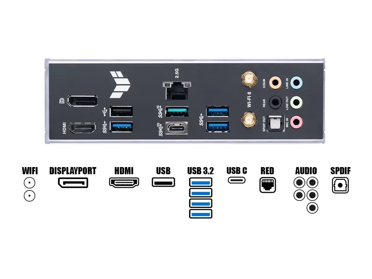 Placa Madre Asus B760-plus Tuf Gaming Wifi (90mb1er0-m0eay0) Socket Lga 1700, Ram Ddr5 Buss 7200oc Mhz, 13va, 12va Gen, Rgb, Wifi 6